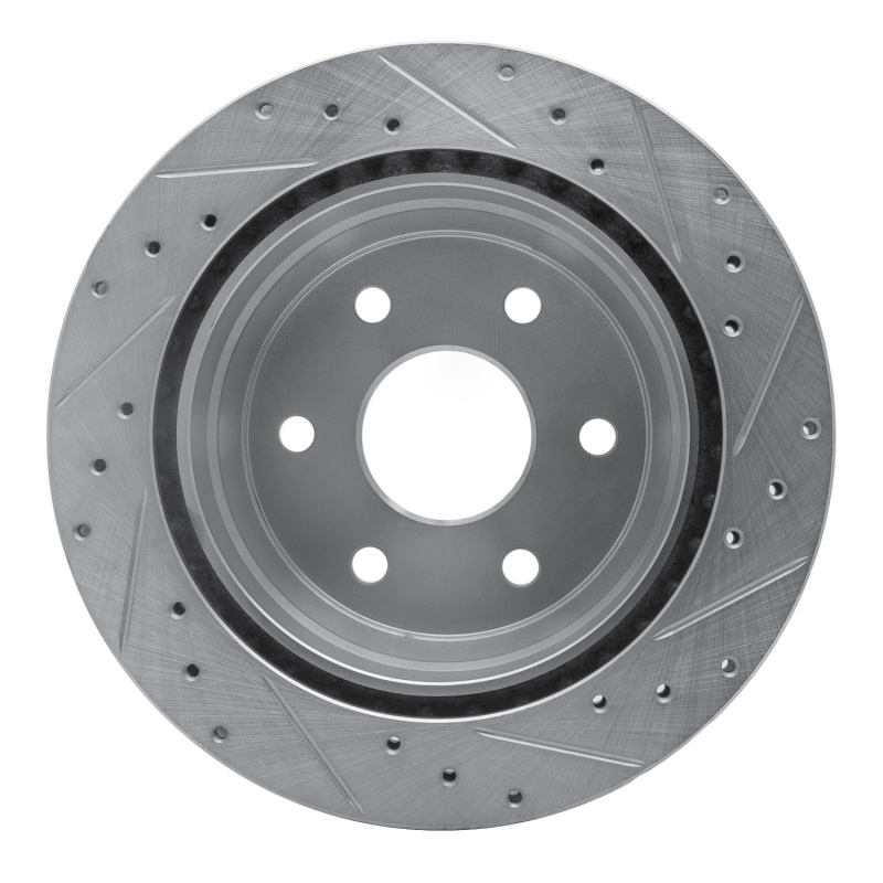 Cadillac Escalade Brake Rotor (1) - Rear Left - R1 Concepts - Drilled & Slotted - Silver - `00-`14
